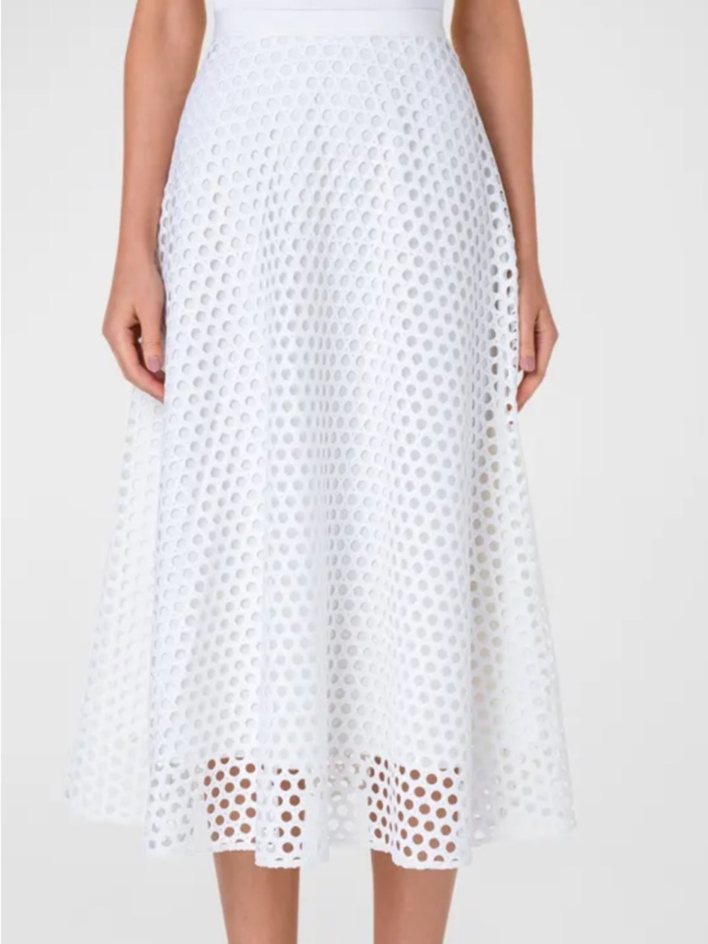 AKRIS PUNTO
Dotted Mesh Guipure Midi Skirt  More of an Off White NWOT Size 10